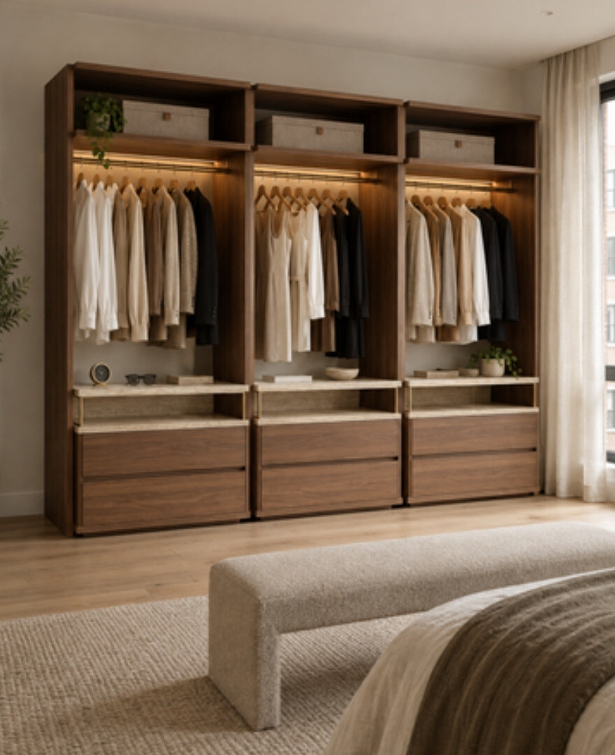 Vestidor abierto modular «Backstage» en ambiente, imagen de diseño