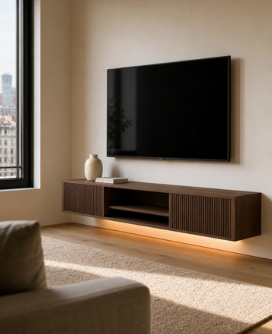 Mueble de TV suspendido «Flota» en ambiente, imagen de diseño
